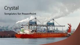  Presentation with bulk carrier - Slide set featuring huge bulk carrier ship ion background and a light gray colored foreground