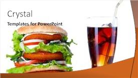  Presentation with cold drink - PPT layouts with huge burger and glass of cold drink isolated on white background and a white colored foreground