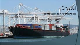  Presentation with cargo ship - PPT layouts enhanced with huge cargo ship at port background and a light blue colored foreground