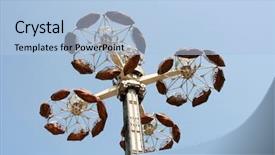  Presentation with amusement park - Audience pleasing PPT theme consisting of big spinning swing ride - huge carousel in amusement park backdrop and a light blue colored foreground