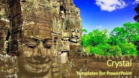  Presentation with cambodia - Slides with huge-carved-face-in-ruins background and a tawny brown colored foreground
