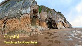  Presentation with beach rocks - Presentation theme with huge-cave-on-the-beach background and a tawny brown colored foreground