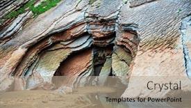  Presentation with beach rocks - Slide set having huge-cave-on-the-beach background and a  colored foreground