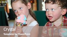  Presentation with ice cream cones - Cool new presentation theme with cones in ice cream parlor backdrop and a coral colored foreground