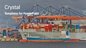  Presentation with naval ship - Cool new PPT theme with huge container ship in port backdrop and a gray colored foreground