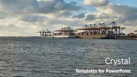  Presentation with container port - Slides enhanced with huge-container-ships-and-cargo background and a  colored foreground