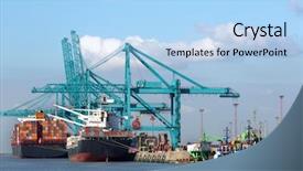  Presentation with container terminal - Presentation theme featuring huge container ships being loaded background and a light blue colored foreground
