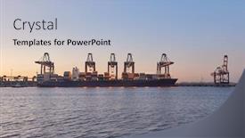  Presentation with container port - Cool new slides with huge-container-ships-in-port backdrop and a light blue colored foreground