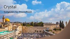  Presentation with western - Slide deck enhanced with huge crowd of jews background and a light blue colored foreground