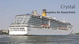  Presentation with cruise ship - PPT theme consisting of huge-cruise-ship-leaving-amsterdam background and a light blue colored foreground