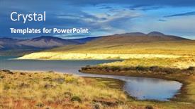  Presentation with mountain lake - Slide deck featuring huge-deserted-national-park-perito background and a teal colored foreground