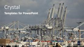  Presentation with terminal - Slide set consisting of huge-gantry-cranes-for-containers background and a  colored foreground