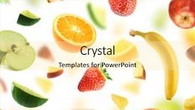  Presentation with explosion - Colorful PPT theme enhanced with huge healthy fruit explosion backdrop and a blonde colored foreground