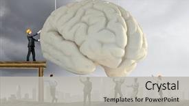  Presentation with human brain - Slide set enhanced with huge human brain and many background and a light gray colored foreground