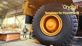  Presentation with dump truck - Theme having huge industrial truck - giant size background and a tawny brown colored foreground