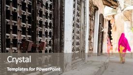  Presentation with safety mining iron - Slides with huge iron forged gate door background and a gray colored foreground