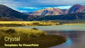  Presentation with cold water - Slide set with huge-lake-with-azure-water background and a tawny brown colored foreground