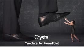  Presentation with stepping - Beautiful PPT theme featuring huge leg stepping on a tiny businnesswoman concept on background backdrop and a dark gray colored foreground