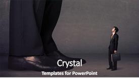 Presentation with concept - PPT theme featuring huge legs with small businessman background and a dark gray colored foreground