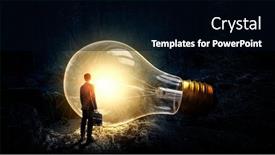  Presentation with glowing light bulb light bulb - Slides having huge-light-bulb-glowing background and a black colored foreground