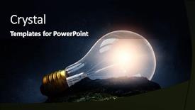  Presentation with glowing light bulb light bulb - PPT theme featuring huge-light-bulb-glowing and a black colored foreground