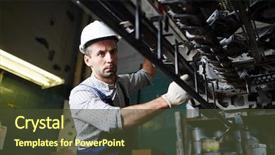  Presentation with industrial engineer - Amazing slide deck having huge machine and producing industrial backdrop and a tawny brown colored foreground