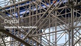  Presentation with scaffold - Presentation theme featuring huge-metallic-scaffold-for-building background and a dark gray colored foreground