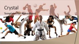  Presentation with basketball collage - Cool new theme with huge multi sports collage taekwondo backdrop and a coral colored foreground