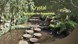  Presentation with pond - Colorful PPT theme enhanced with huge picturesque park on the island of madeira decorative track across the pond lined with wooden stumps backdrop and a tawny brown colored foreground