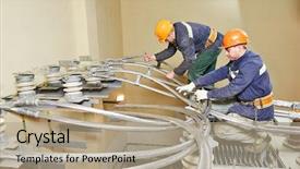  Presentation with transformer power - Theme enhanced with huge power industrial transformer background and a coral colored foreground