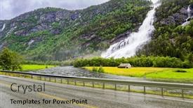  Presentation with rain water - Slide deck featuring huge-powerful-cascading-waterfal-vidfossen background and a yellow colored foreground