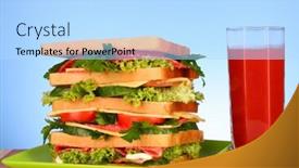  Presentation with tomato juice - PPT layouts consisting of huge-sandwich-and-glass background and a light blue colored foreground
