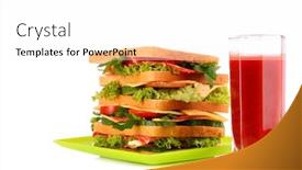  Presentation with tomato juice - PPT theme having huge-sandwich-and-glass background and a white colored foreground