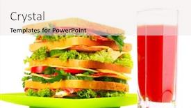  Presentation with tomato juice - Colorful PPT layouts enhanced with huge-sandwich-and-glass backdrop and a sky blue colored foreground
