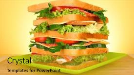  Presentation with teal and yellow - Slides featuring huge sandwich on yellow background background and a gold colored foreground