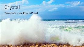  Presentation with winter storm - Presentation theme with huge-six-meter-waves background and a light blue colored foreground