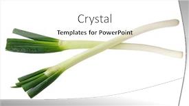  Presentation with japanese - Beautiful slide deck featuring huge stalks of fresh japanese leeks negi on white background backdrop and a white colored foreground