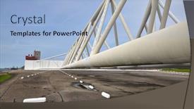  Presentation with flooding - PPT theme with huge-steel-structures background and a light blue colored foreground