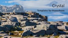  Presentation with falls - Slide deck having huge-stones-on-a-plateau background and a light blue colored foreground