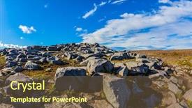  Presentation with management stop light - PPT theme with huge stones on the plateau near a waterfall dettifoss lit by sunset light background and a tawny brown colored foreground