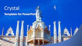  Presentation with themis - Cool new PPT theme with huge-themis-statue-the-magnificent backdrop and a cobalt blue colored foreground