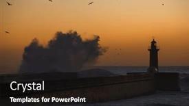  Presentation with lighthouse - PPT theme enhanced with huge-wave-at-the-lighthouse background and a wine colored foreground