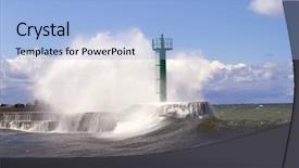  Presentation with seaport - Cool new presentation theme with huge wave crashed backdrop and a light blue colored foreground