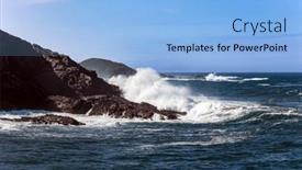  Presentation with atlantic city - Slide set with huge-waves-of-ocean-surf background and a light blue colored foreground