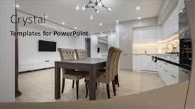  Presentation with dining - Slides consisting of huge-white-luxury-studio-apartment background and a  colored foreground