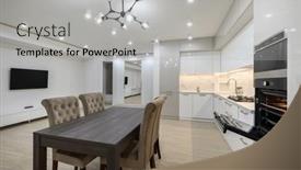  Presentation with dining - PPT theme consisting of huge-white-luxury-studio-apartment background and a  colored foreground