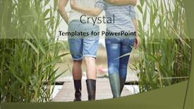  Presentation with lake dock - Beautiful presentation theme featuring hugged-spouses-walking-after-rain backdrop and a mint green colored foreground