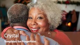  Presentation with senior couple - Cool new slide set with hugging as they celebrate christmas backdrop and a red colored foreground