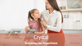  Presentation with daughter - Presentation design consisting of hugging her daughter before school background and a coral colored foreground