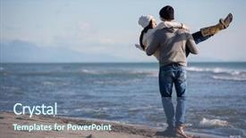  Presentation with fun - Amazing theme having hugging on beach during autumn backdrop and a ocean colored foreground